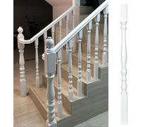 Kit de barandilla de escalera de madera blanca de 15 piezas para balcones y lofts interiores, duradero, fácil de instalar, perfecto para decoración del hogar y mejoras de seguridad