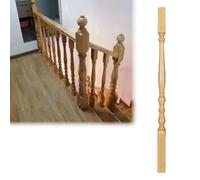 Kit de barandilla de escalera de madera natural, postes de 48 x 48 mm para escaleras interiores, juego de balaustrada de 13 piezas para escalones y terrazas, ideal para interiores del hogar