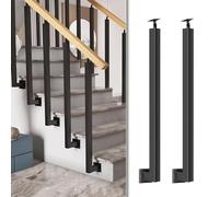 Kit de barandilla de escalera de metal ajustable de 270° para techos bajos, paquete de 2 postes cuadrados de balaustre, sistema de seguridad interior, diseño de montaje lateral de 95 cm