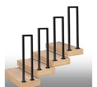 Kit De Barandilla De Escalera De Seguridad De Hierro Forjado Negro Para Interiores, Con Kit De Instalación, Paquete De 1, 2, 3 Y 4, Para Pasillo, Terraza, Porche, Pasamanos De Suelo, Forma De U, 4 Pi