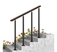 Kit de barandilla de escalera negra para interiores, columnas de balaustre en forma de L con soportes ajustables, postes de eje de metal para loft, porche e iglesia, barandilla de montaje en suelo de