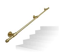 Kit de barandilla de escalera para exteriores, hierro forjado de metal montado en la pared para escalones de interior/exterior, 270 cm, acabado dorado y elegantes para mayor seguridad.