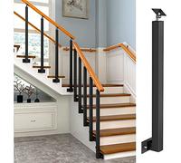 Kit de barandilla de metal cuadrado negro para escaleras, soporte de ángulo ajustable para montaje lateral, sistema de balaustrada resistente para transiciones seguras de escaleras