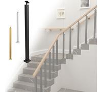 Kit de barandilla de metal para escalera, postes y ejes de balaustre de hierro forjado para interiores y exteriores, terrazas, pasos, porche, balcón y patio, color negro (5 cm de profundidad, 95 cm de