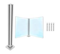 Kit de barandilla de vidrio de 10 a 12 mm con accesorios, postes negro/mate/D, perfecto para balcón, escaleras, exterior, esquina plateada, altura de 75 cm y elegante balaustrada de vidrio