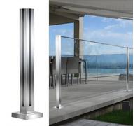 Kit de barandilla de vidrio de acero inoxidable 304 para interiores y exteriores, balcones, patios, piscinas y separadores de jardín, esquina plateada de 65 cm de alto, completo con accesorios