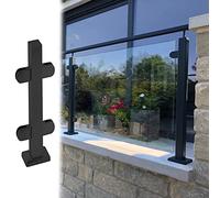 Kit de barandilla de vidrio negro resistente, balaustrada de 115 cm para pasillo, puente y aterrizaje, barrera de seguridad duradera y elegante para exteriores e interiores