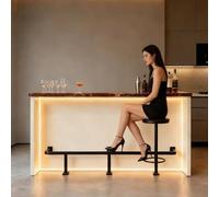 Kit de barandilla para pies de bar, Riel for pies de suelo acero inoxidable con soporte, tubo cuadrado, negro, varios tamaños(L 16ft (488cm))