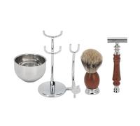 Kit de barba premium para hombre: recortador manual, cepillo de aleación, soporte antideslizante y cuenco de aseo, diseño elegante y duradero