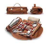 Kit de Barman, Juego de Herramientas de Barra de Acero Inoxidable 304, Juego de Coctelería Profesional de 17 Piezas con Bolsa de Viaje Portátil, para Hacer Cócteles en Casa, Fiestas, Camping Brown