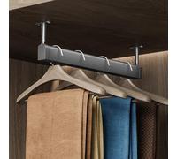 Kit de barra de armario para renovación de armario, colgador de ropa de metal de montaje superior con juego de bridas y tira de goma antideslizante para barra de ropa de longitud personalizada