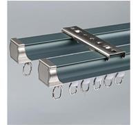 Kit de barra de cortina de aluminio de doble riel resistente para montaje en techo/pared, 2 x 90 cm/180 cm, riel recto para cortina en casa, oficina y separación de espacios