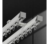 Kit de barra de cortina de techo de aluminio, sistema de doble pista para una instalación suave en techo y pared, ajustable de 2,8 m (2 x 1,40 m), acabado blanco, perfecto para decoración del hogar