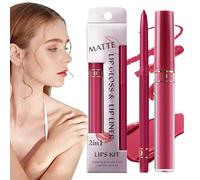 Kit de Barra de Labios Mate y Perfilador de Labios - Maquillaje Doble Función De Larga Duración - Gloss Labial Con Color - Para Mujeres Estudiantes Universitarias Profesionales Artistas Bodas Uso Diar