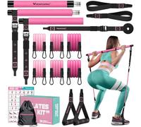 Kit de Barra de Pilates con Bandas de Resistencia, Barra de Yoga Multifuncional con Hebilla de Ajuste de Metal Resistente para Mujeres y Hombres, Kit de Barra de Resistencia de Pilates para