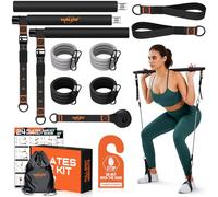 Kit de Barra de Pilates con Bandas de Resistencia, Barra Multifuncional de Yoga y Pilates de 3 Secciones con Hebilla de Ajuste de Metal. Equipo de Pilates portátil para Mujeres y Hombres,