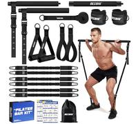 Kit de barra de pilates con bandas de resistencia para entrenar, bandas de resistencia pesadas de 210 libras con asas, equipo de pilates con barra de resistencia para hombres y mujeres, equipo de