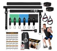 Kit de Barra de Pilates Mejorado, Equipo de Ejercicio Ajustable de 39 Pulgadas para Hombres y Mujeres con Bandas de Resistencia de 6 x 20, 30, 40 Libras con Hebilla de Ajuste, Equipo de Pilates para