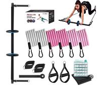 Kit de barras Pilates con bandas de resistencia, Kit de barra Pilates para mujer, multiusos Pilates Bar con bandas de resistencia, juego de palos de ejercicios Pilates portátil con rodillo