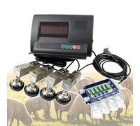 Kit de báscula de plataforma for animales, indicador digital de alta precisión de 11000 LB, juego de pesaje de piso impermeable con 4 sensores de viga de acero for ganado, clínica veterinaria