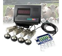 Kit de báscula digital for animales, plataforma de suelo con indicador de alta precisión de 5 T, juego de pesaje veterinario con caja de conexiones de 4 cables y sensores impermeables