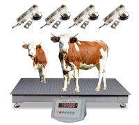Kit de Báscula para Ganado Electrónico, 5000kg Plataforma Pesaje Animal Alta Capacidad con Pantalla LED Brillante, Báscula Granja con Celdas de Carga para Bovinos, Cerdos, Ovejas(0.5t)