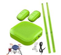 Kit de batería de aire portátil: juego de pads de práctica electrónicos silenciosos for viajes, la escuela y espacios pequeños(Green)