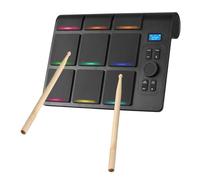Kit de Batería Digital Portátil, Iluminación de Color de 9 Almohadillas Es Compatible con la Sensibilidad Ajustable MIDI, el Conjunto de Tambores Electrónicos de 2 Altavoces