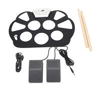 Kit de Batería Electrónica, Almohadilla de Práctica Portátil Plegable, Kit de Batería Digital de 9 Almohadillas, Fuente de Sonido de Batería Múltiple Integrada, con Función de Grabación(W758)