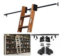 Kit de biblioteca deslizante con escalera deslizante y sistema de riel para estanterías, puerta de madera o almacenamiento de armas, solución completa de hardware deslizante
