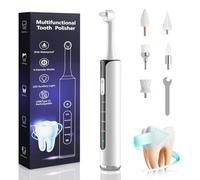Kit de blanqueamiento dental eléctrico con 4 modos y 5 cabezales para limpieza dental y blanqueamiento dental, luz LED, carga USB-C, IPX6 resistente al agua, para hogar y viaje, color blanco
