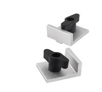 Kit de bloque de tope bidireccional en T, juego de 4 piezas de tope corto de aluminio para plantillas y mesas de carpintería, se adapta a pernos en T de 1/4 a 5/16 pulgadas, anodizado plateado, 1.5