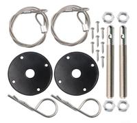 Kit de bloqueo de capó de acero inoxidable con liberación de cable para capó de coche y camión, protección oculta de la bahía del motor, negro, plateado, rojo, azul (negro)