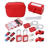 Kit de Bloqueo y señalización para interruptores eléctricos, Conjunto Industrial de candados Loto con Caja de Cerradura de ABS, cerrojos de Acero Inoxidable y Abrazadera - para
