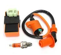 Kit de bobina de encendido bujía Bobina de encendido de caja CDI de CA de 6 pines para bujía A7TJC para ciclomotores, scooters, vehículos todo terreno y karts GY6(A set)