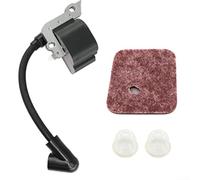 Kit de bobina de encendido y carburador de repuesto para recortadoras STIHL- FS38, FS45, FS55, HL45, KM55 y compatibles - Incluye módulo de encendido, filtro de aire y 2 cebadores - Bombillas