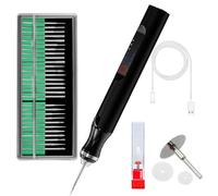 Kit de bolígrafo de grabado inalámbrico para joyería, madera, metal, vidrio y plástico, grabador inalámbrico con 30 puntas y función de pulido, herramienta portátil para artistas, artesanos (negro)