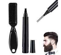Kit de Bolígrafo de Relleno para Barba, Relleno de Lápiz de Barba para Hombres con Cepillo, Impermeable y Duradero, Kit de Bolígrafo Relleno de Barba para Bigotes y Cejas, Negro