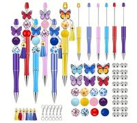 Kit de bolígrafos con cuentas, kit de 108 piezas para hacer cuentas con mariposas, borlas, y cierres de langosta para manualidades creativas, suministros a granel