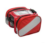 Kit de bolsa de ciclismo todoterreno con bolsa de sillín de montaje frontal y compartimento para vigas cruzadas hecho de material de lona (18 x 5 x 12 cm, rojo)