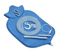Kit de bolsa de enema de goma para limpieza de colon, parte superior abierta de 4 cuartos de galón, azul, con manguera de silicona curada con platino, sistema de desintoxicación del hogar reutilizable