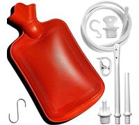 Kit de bolsa de enema para el hogar de 2 cuartos con puntas de enema de manguera y abrazadera de flujo de agua controlable, bolsa de enema para enemas de limpieza de colon (rojo)