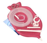 Kit de bolsa de enema para limpieza de colon con manguera de silicona curada de platino (4 cuartos de galón, parte superior abierta), color rojo