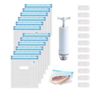 Kit de Bolsa Sous Vide Reutilizables, 12 Bolsas Reutilizables para Sellador de Alimentos al Vacío, Bolsa de vacío para alimentos con bomba manual, utilizado para almacenar comida