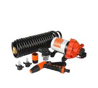 Kit de bomba de lavado de cubierta de vehículo de 5 GPM y 70 PSI de la serie 51 con manguera en espiral de 6 m de alta presión for vehículos recreativos, botes, yates, automóviles, 24 V