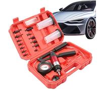 Kit de bomba de vacío para purga de frenos - Comprobador de presión manual para pinzas, medidor de succión de mano con tubo transparente y tarro de depósito para coche, motocicleta, camión y extracció