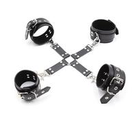 Kit De Bondage Bdsm,Juguetes Sexuales De Esposas De Cuero Con Correa De Hebilla Cruzada Para Hombres Y Mujeres,Fetiche,Esclavo,Juego De Rol,Coqueteo,Negro,Talla Única