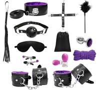 Kit de bondage BDSM, set de bondage mejorado de 17 piezas con bolsa de almacenamiento, ataduras para adultos, juguetes sexuales para parejas, juguete SM para placer sexual para mujeres y hombres.
