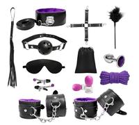 Kit de bondage BDSM, set de bondage mejorado de 17 piezas con bolsa de almacenamiento, juguetes sexuales para parejas, juguetes sexuales de placer SM para mujeres y hombres