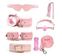 Kit De Bondage,Esposas De Cuero,Látigo,Pinzas Para Pezones,Collar,Mordaza De Bola,Fetiche,Juegos Bdsm,Juguetes Sexuales Para Mujeres,Juegos Para Adultos,Productos Eróticos,Rosa,Talla Única